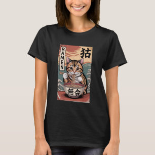Anime Cat Ramen Noodles Kawaii Japanese Aesthetic T-Shirt