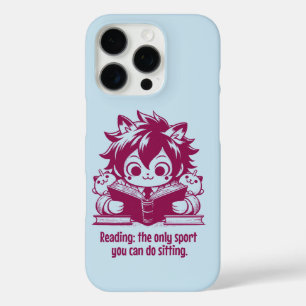 Anime Catboy reading a book & funny bookish quote iPhone 16 Pro Case