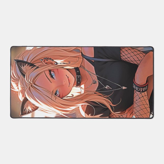 Anime CatGirl Desk Mat (Front)