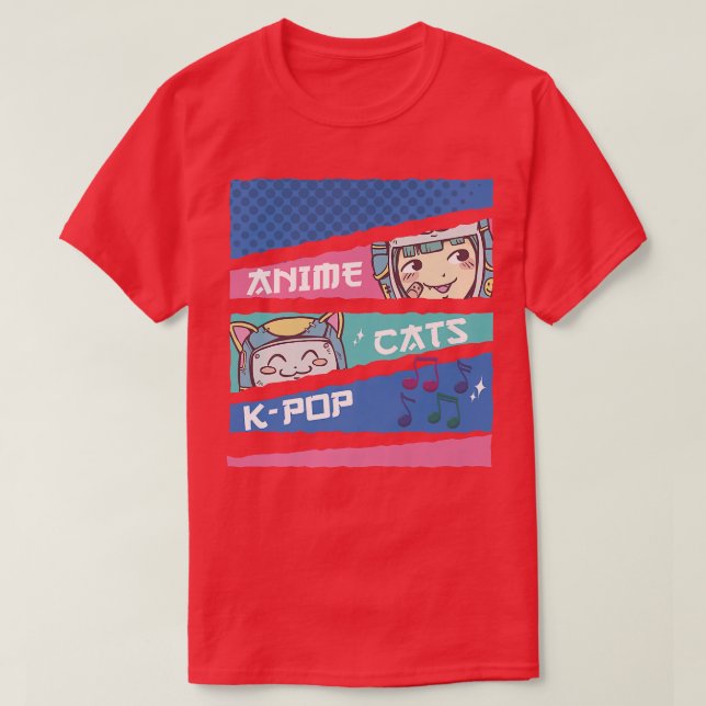 Anime Cats KPop Japanese Art Manga Otaku Kawaii Ja T-Shirt (Design Front)