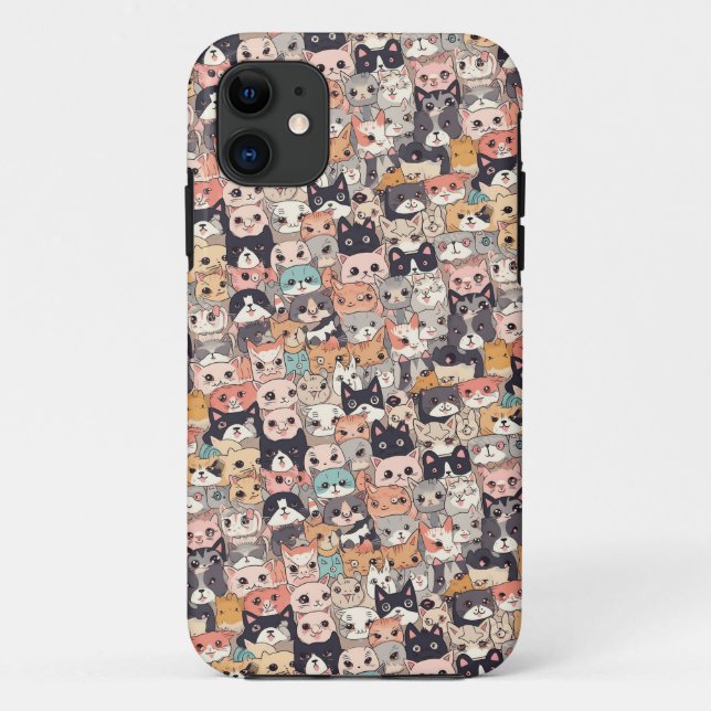 Anime cats repeating pattern Case-Mate iPhone case (Back)