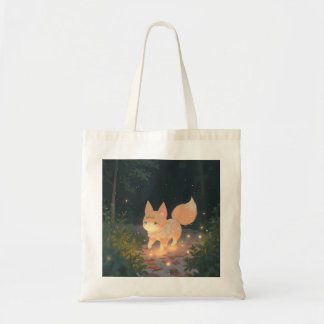 Anime Celestial Fox in a Starlit Forest Tote Bag