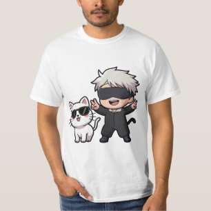 Anime Character & Blushing Cat  T-Shirt