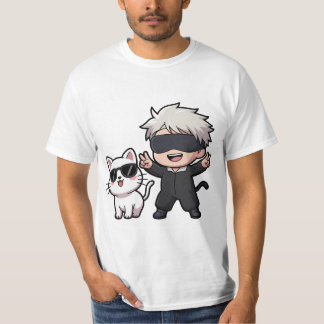 Anime Character & Blushing Cat  T-Shirt