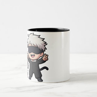 Anime Character & Blushing Cat  Two-Tone Coffee Mug