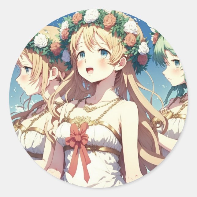 Anime Chor Classic Round Sticker (Front)