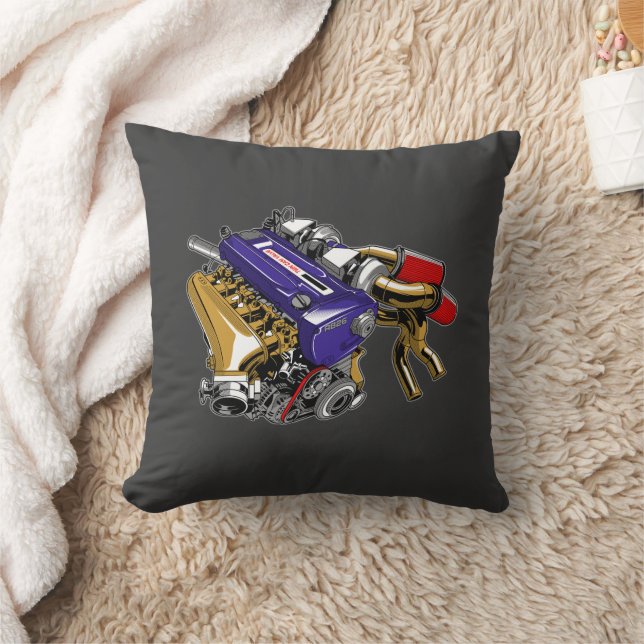 ANIME COLORED SIX-CYLINDER TURBO ENGINE DESIGN CUSHION (Blanket)