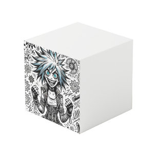 anime comic cheerful art original blu_eyes black_a cube