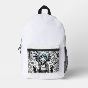 anime comic cheerful art original blu_eyes black_a printed backpack