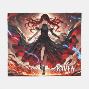 Anime Command the Flames, Embrace the Storm Custom Fleece Blanket