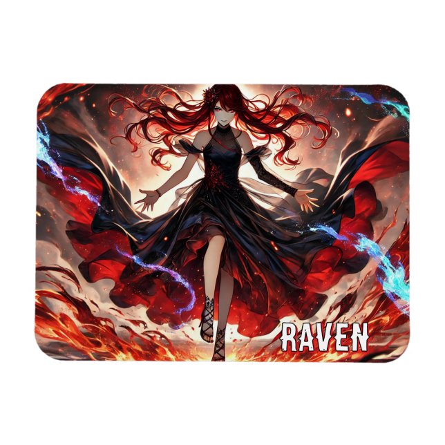 Anime Command the Flames, Embrace the Storm Custom Magnet (Horizontal)