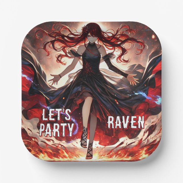 Anime Command the Flames, Embrace the Storm Custom Paper Plate (Front)