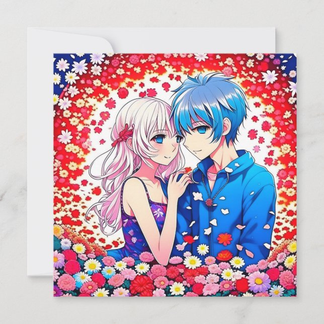 Anime Couple Unique Wedding Invitation (Front)