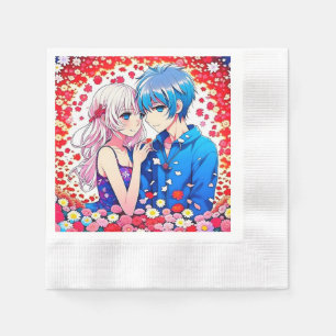 Anime Couple Unique Wedding Napkin