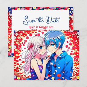 Anime Couple Unique Wedding Save the Date Postcard