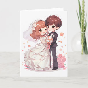 Anime Couple Wedding Chibi Holiday Card