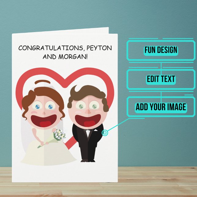 Anime Couple Wedding Day Congratulations Card (Send your love and congratulations with a modern and unique twist.)