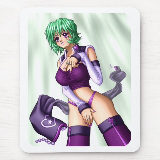 Anime Cover up Girl Mouse Mat (Front)