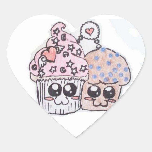 anime cupcake and muffin in love stickers (Front)
