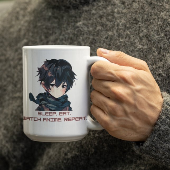 Anime cute Boy saying Anime Eat Sleep Repeat Coffee Mug (Creator Uploaded)