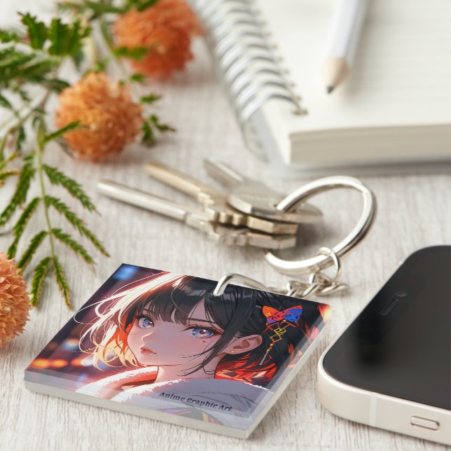 anime cute girl design key ring (Front Right)