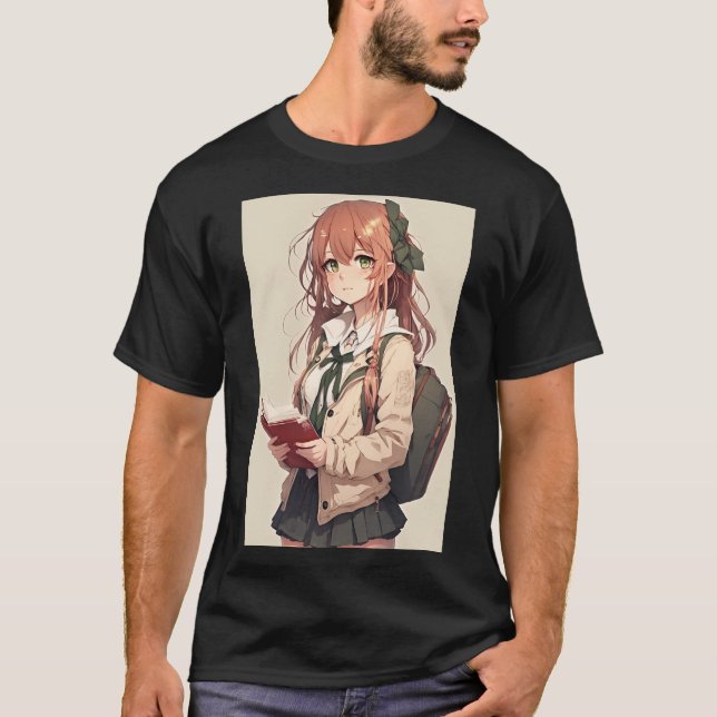 Anime Cute Girl Student in sexy outfit shirt (Front)