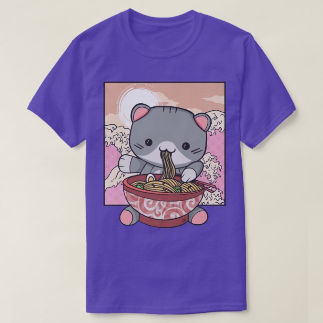 Anime Cute Ramen Cat Japanese Kawaii Korean Manga  T-Shirt (Design Front)