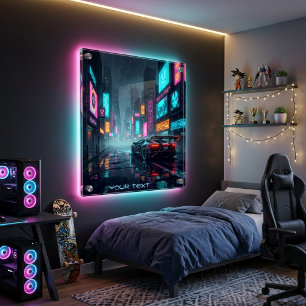 Anime Cyberpunk Cityscape Futuristic Neon Room Poster