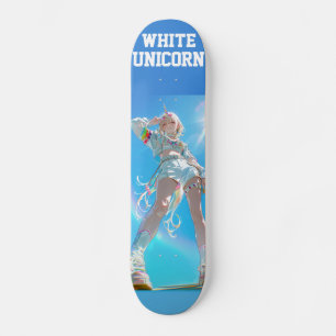 Anime Cyberpunk White Unicorn Skateboard