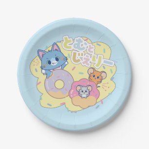 Anime Donut Delights with Tom, Jerry, and Tuffy Paper Plate