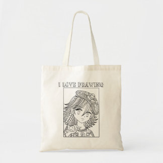 Anime Doodle Girl Little Artist Colour Me Tote bag