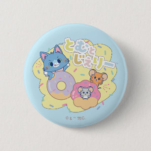 Anime Doughnut Delights with Tom, Jerry, and Tuffy 6 Cm Round Badge
