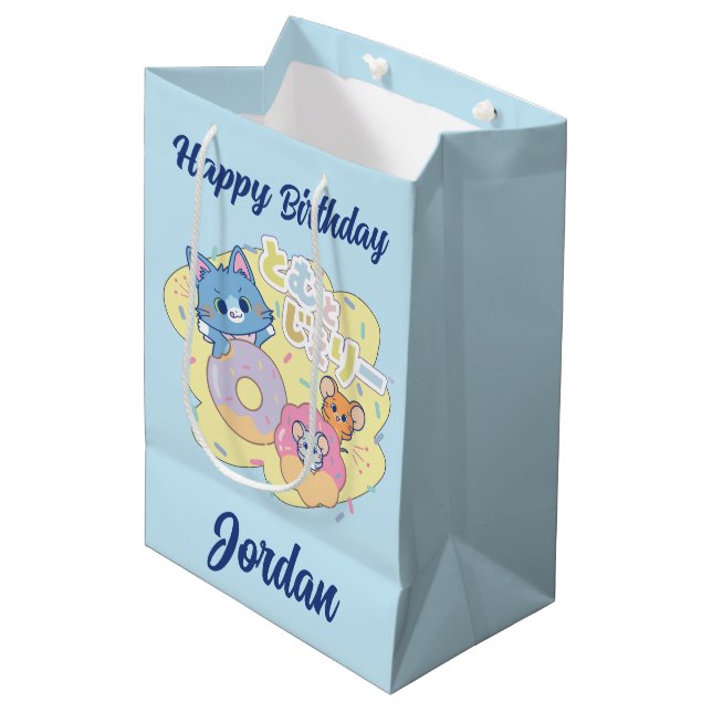 Anime Doughnut Delights with Tom, Jerry, and Tuffy Medium Gift Bag (Front Angled)