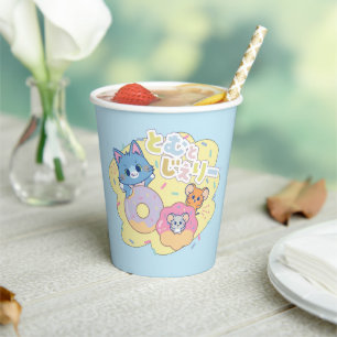 Anime Doughnut Delights with Tom, Jerry, and Tuffy Paper Cups