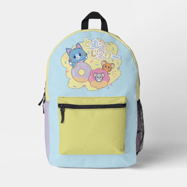 Anime Doughnut Delights with Tom, Jerry, and Tuffy Printed Backpack (Front)