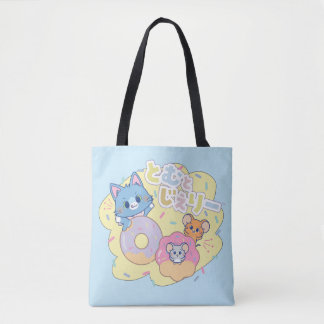 Anime Doughnut Delights with Tom, Jerry, and Tuffy Tote Bag
