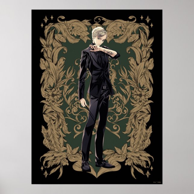 Anime Draco Malfoy Ornate Frame Poster (Front)