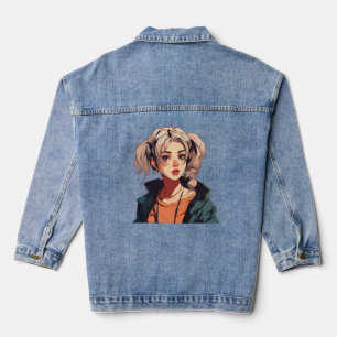 Anime Dream: Beige-Haired Beauty Denim Jacket