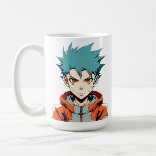 Anime Dreams: Green-Haired Manga Anime Boy Coffee Mug