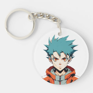 Anime Dreams: Green-Haired Manga Anime Boy Key Ring