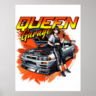 Anime Drift Mechanic Car – Garage Queen Art Poster