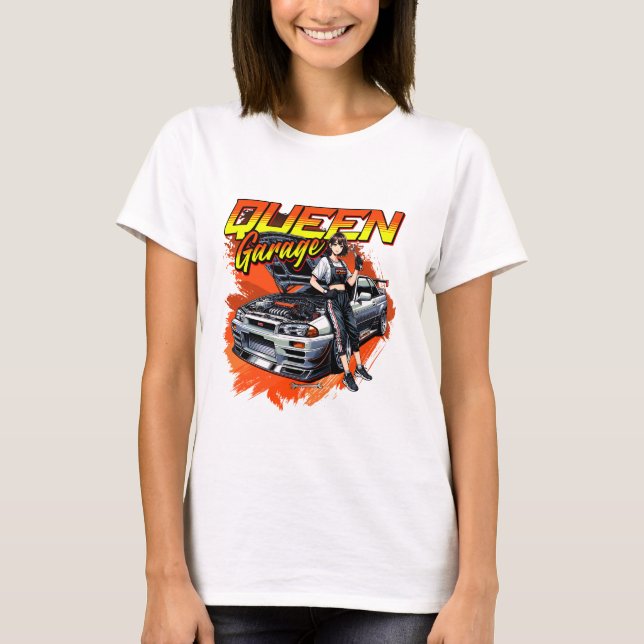 Anime Drift Mechanic Car – Garage Queen Art T-Shirt (Front)