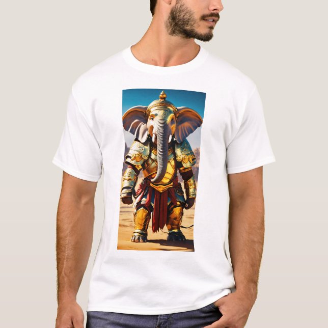 Anime elephant warrior Golden Armour T-Shirt (Front)
