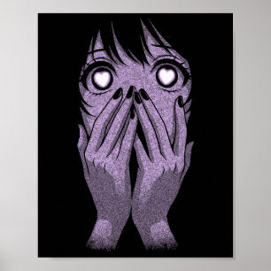 Anime Eyes Girl Hearts Manga Otaku Grunge Goth Alt Poster