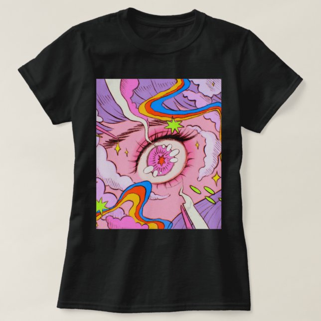 Anime Eyes Pastel Kawaii Egirl Aesthetic Japanese  T-Shirt (Design Front)
