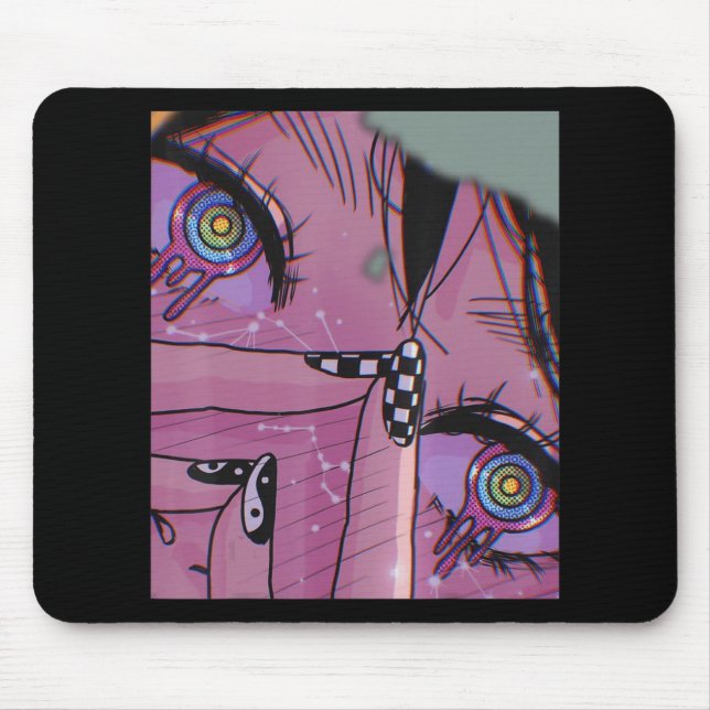 Anime Eyes Pastel Kawaii Girl Aesthetic Japanese O Mouse Mat (Front)