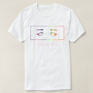 Anime Eyes Rainbow T-Shirt [hello]