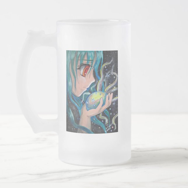 Anime Fairy Frosted Glass Beer Mug (Left)