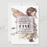 Anime Fairy Girl's 5th Birthday Party Invitation
