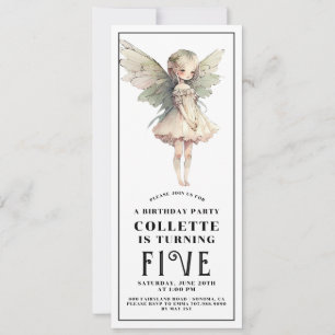 Anime Fairy Girl's 5th Birthday Party Invitation